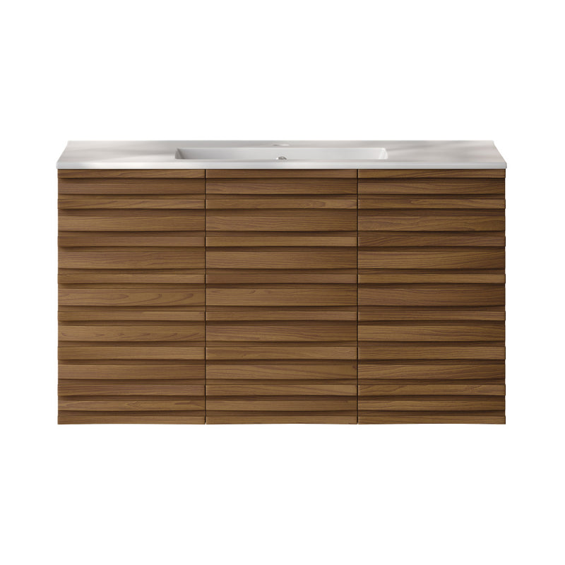 Cascade 36" Wall-Mounted Bathroom Vanity in Brown Oak with Sink Top