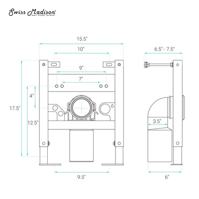 Hugo H Wall-Hung Toilet in Glossy White with Supporting Frame