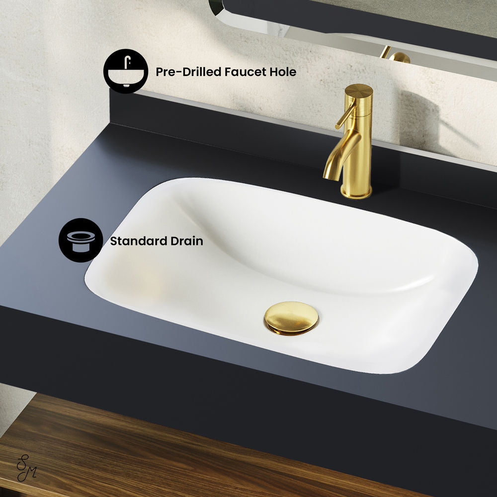 Avancer 36" Wall-Mounted Bathroom Vanity in Brown Oak with Black Marble Sink Top