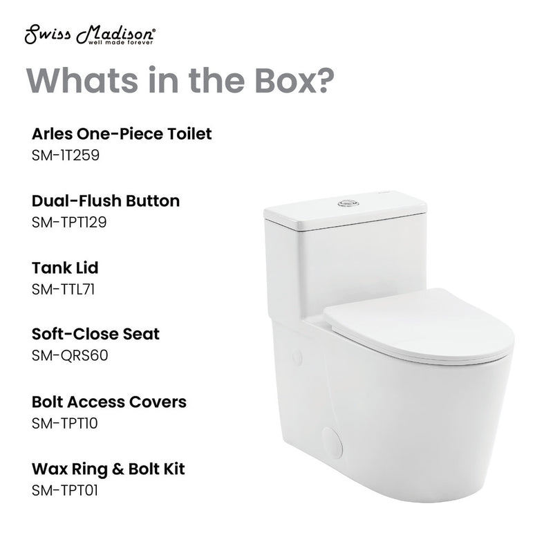Arles One-Piece Elongated Toilet Vortex Dual-Flush 0.8/1.18 gpf
