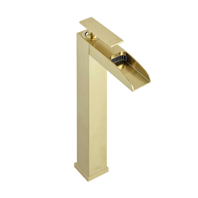 Concorde Single Hole, Single-Handle, High Arc Waterfall, Bathroom Faucet in Brushed Gold