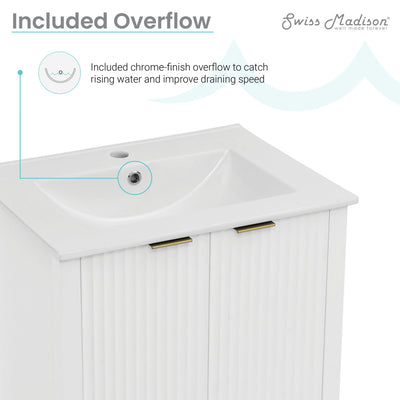 Bastille 24" Freestanding Bathroom Vanity in White with Sink Top