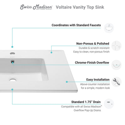 Voltaire 31 Vanity Top Sink with Single Faucet Hole