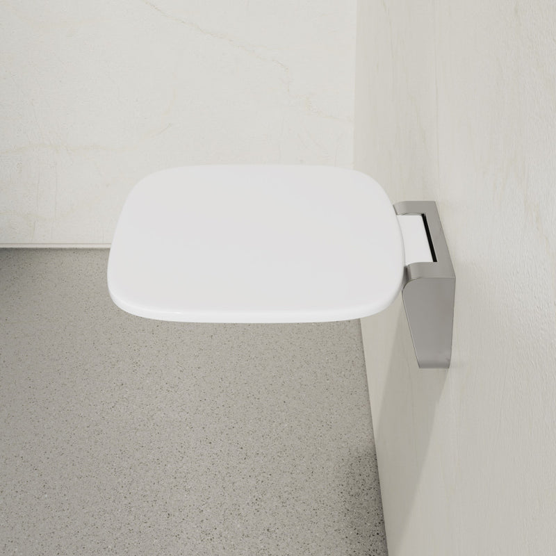Auvergne 14" x 11" Folding Wall-Mounted Shower Seat in Glossy White