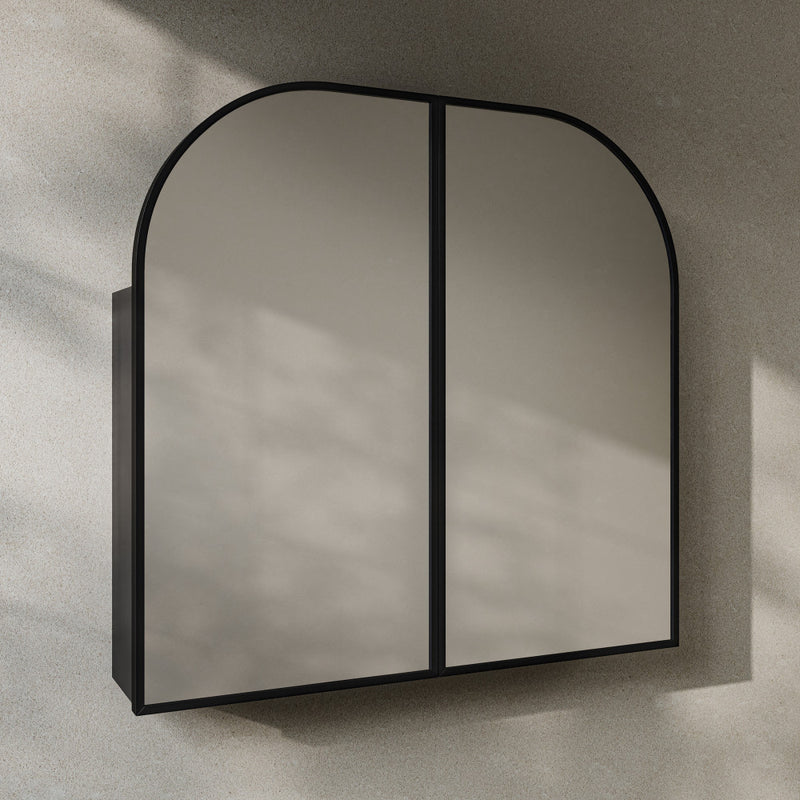 Porte 32 x 31 Arched Recessed/Wall Mount Medicine Cabinet with Mirror in Black
