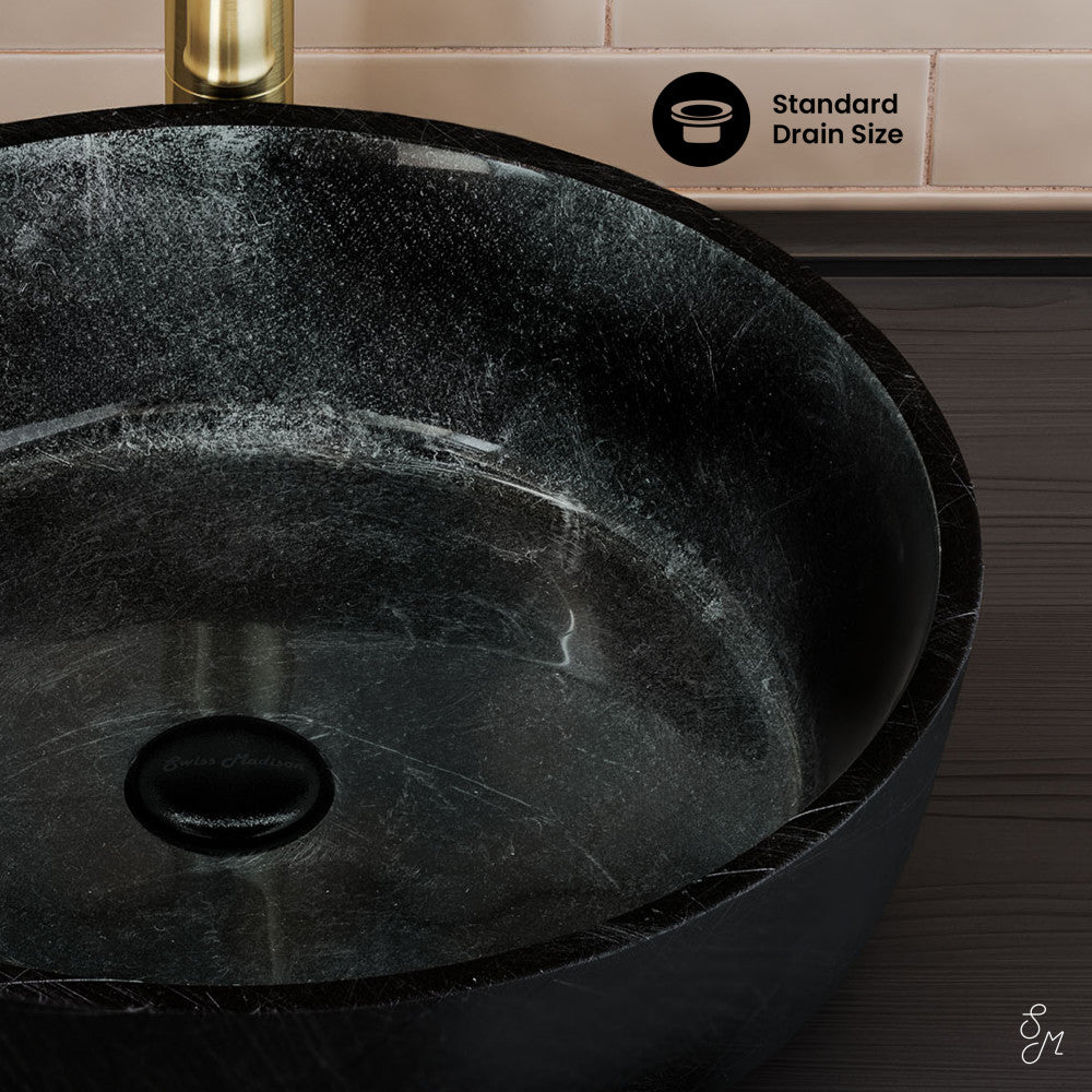 Avallon 16.5 " Round Glass Vessel Sink, Black