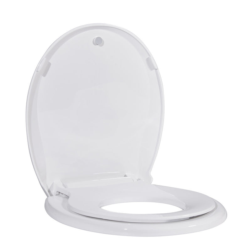 Round Toilet Seat with Toddler Seat Built In, Family Toilet Seat in Glossy White