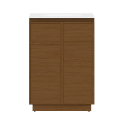 St. Tropez 24" Freestanding Bathroom Vanity in Brown Oak with Sink Top