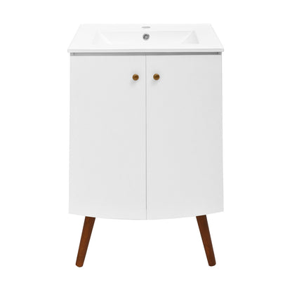 Manoir 24" Freestanding Bathroom Vanity in White with Sink Top