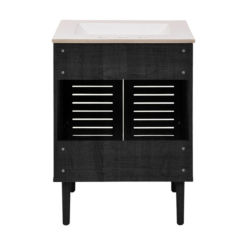 Bron 24" Freestanding Bathroom Vanity in Black Oak with 3-Hole Widespread Sink Top