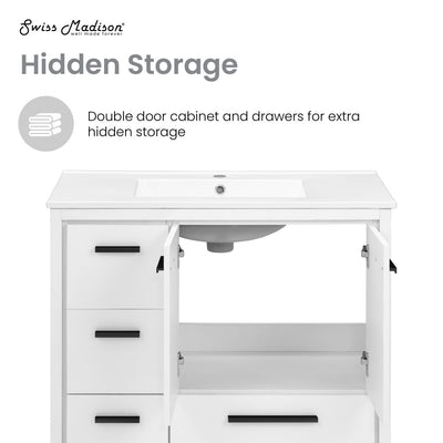 Virage 36 Freestanding, Bathroom Vanity in White