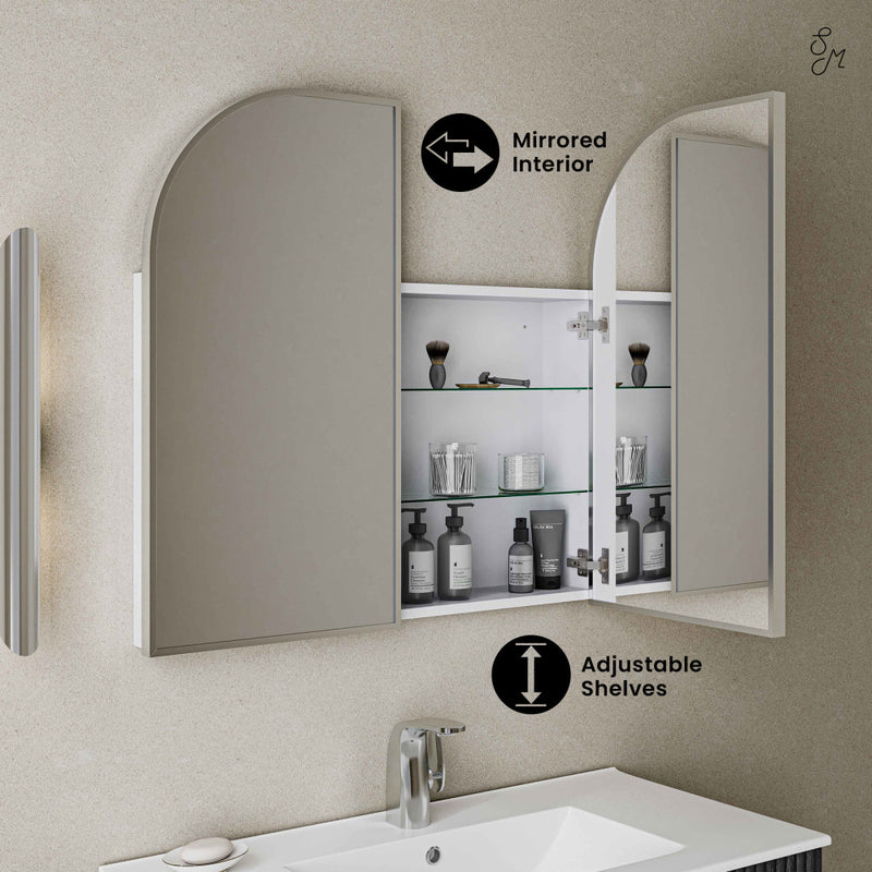 Porte 32 x 31 Arched Recessed/Wall Mount Medicine Cabinet with Mirror in Chrome