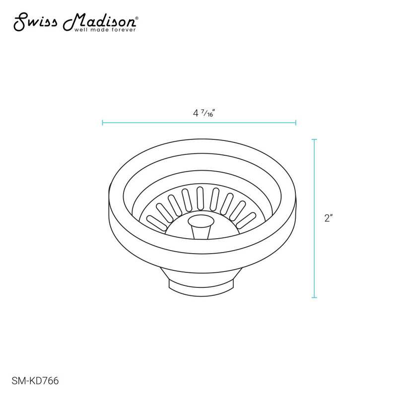 4.5 in. Kitchen Drain Kitchen Sink Drain Chrome