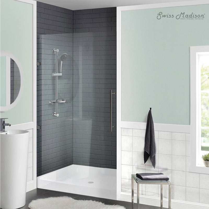 Voltaire 42" x 42" Acrylic White, Single-Threshold, Center Drain, Shower Base