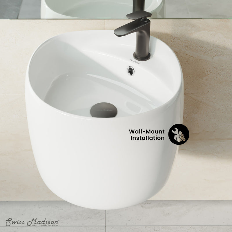 Ivy 18 in. Ceramic Glossy White Wall Mount Sink