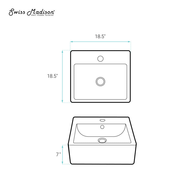 Voltaire 18 Square Ceramic Wall Mount Sink