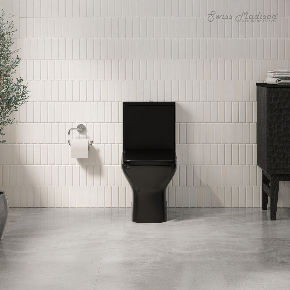 Carre One-Piece 12" Rough-in 1.1/1.6 GPF Dual Top Flush Square Toilet in Glossy Black