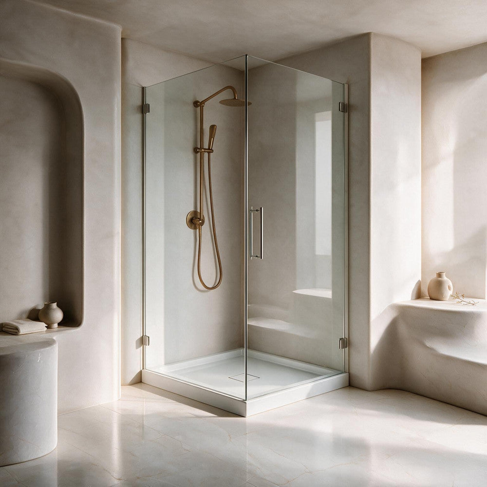 Marquette 36" x 36" Double-Threshold Shower Pan Base with Center Drain in Glossy White