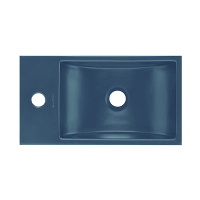 Lisse 16" Concrete Rectangle Wall-Mounted Sink with Left Side Faucet Mount in Matte Royal Blue