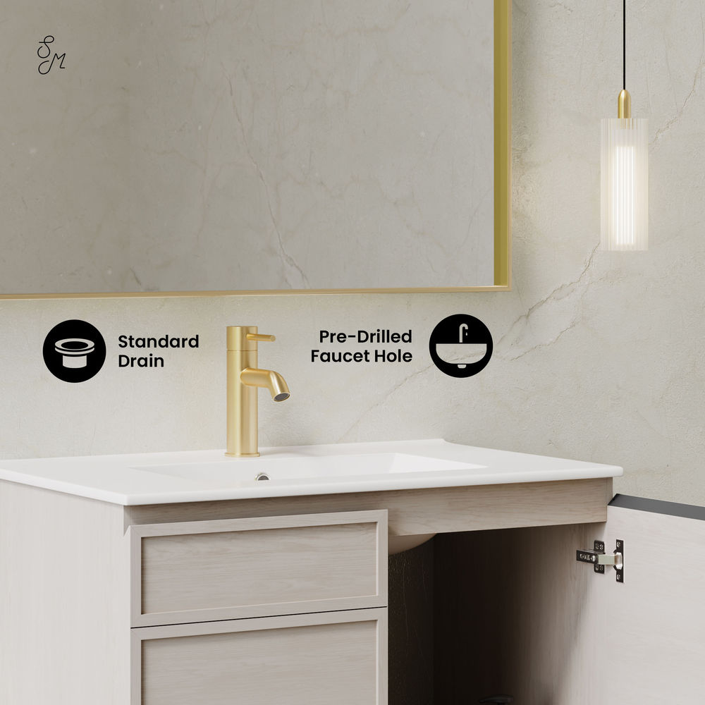 St. Tropez 30" Wall-Mounted Bathroom Vanity in White Oak with Sink Top