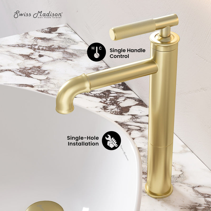 Avallon Single Hole, Single-Handle Sleek, High Arc Bathroom Faucet in Brushed Gold
