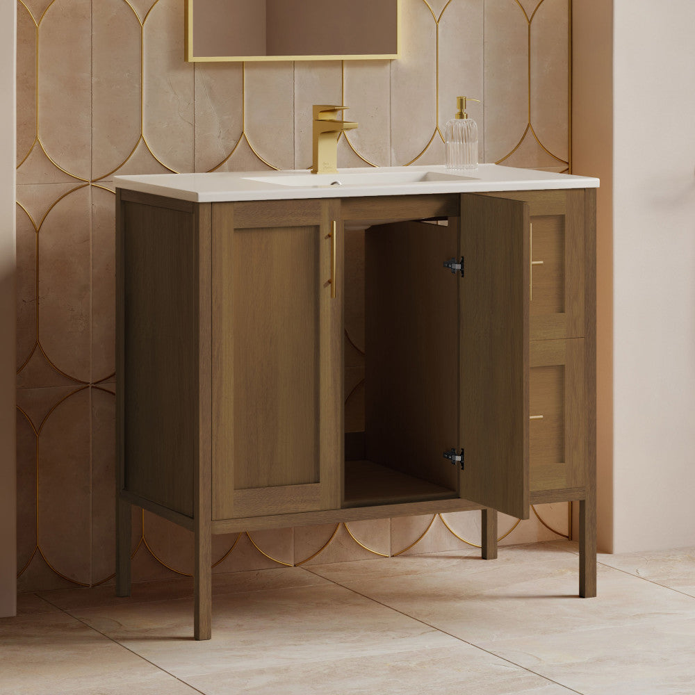Forme 36" Modular Freestanding Bathroom Vanity with Sink Top in Brown Oak