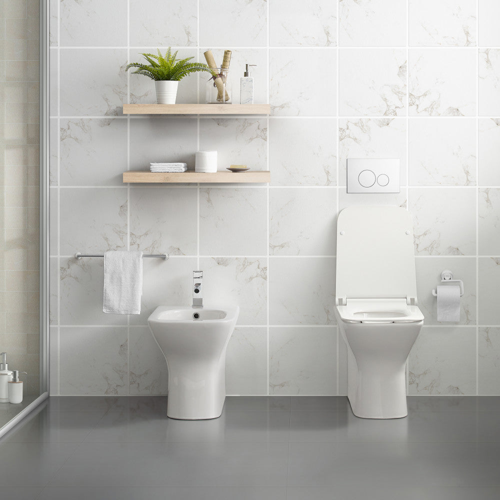 Carre Floor Mount Classic Bidet in Glossy White