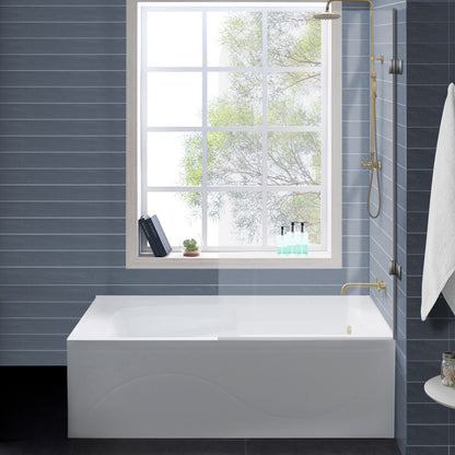 Ivy 54 x 30 Right Drain Soaking Alcove Corner Apron Bathtub in Glossy White