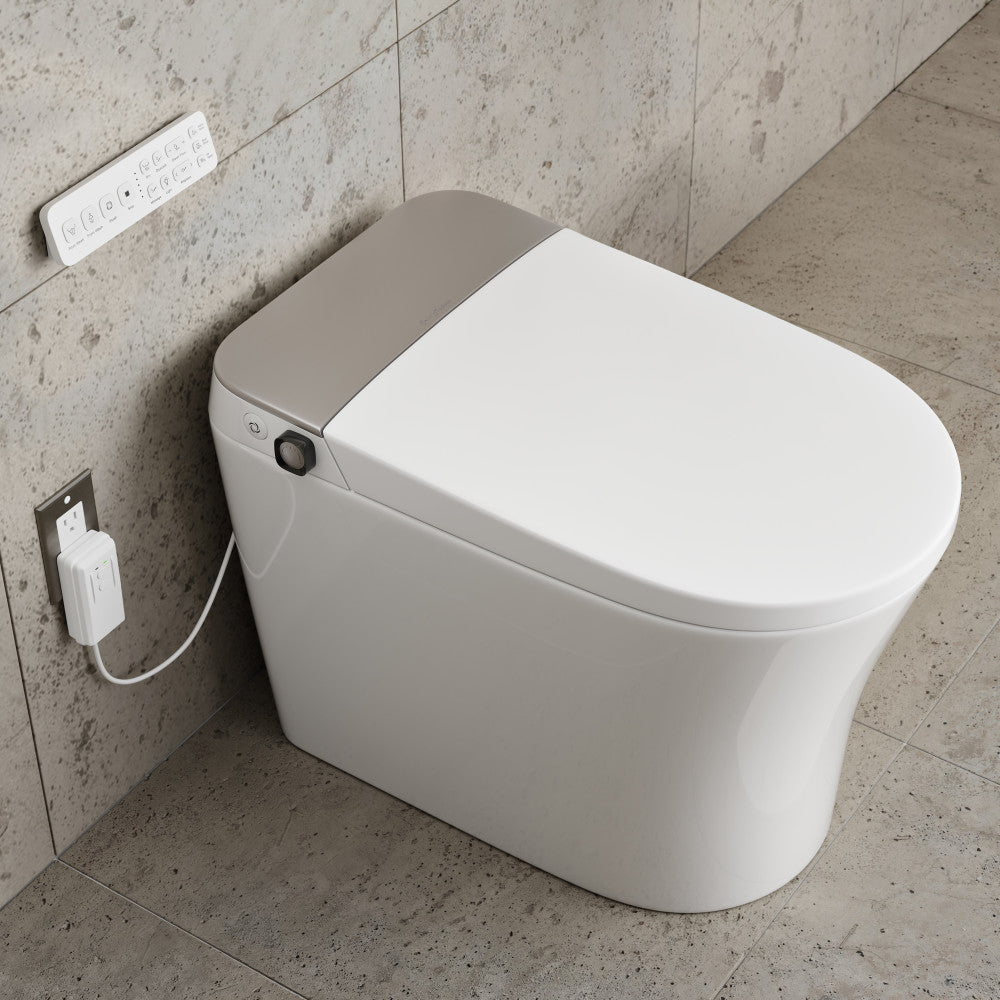 Hugo G Smart Toilet 12" Rough-in ADA Height in Glossy White with Integrated Tank, Auto Flush, Night Light