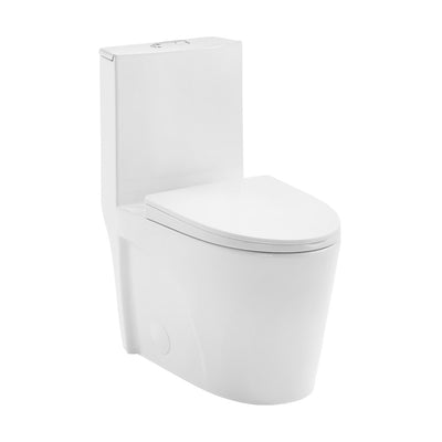 St. Tropez One-Piece 14" Rough-in 1.1/1.6 GPF Dual Top Flush Elongated Toilet in Glossy White