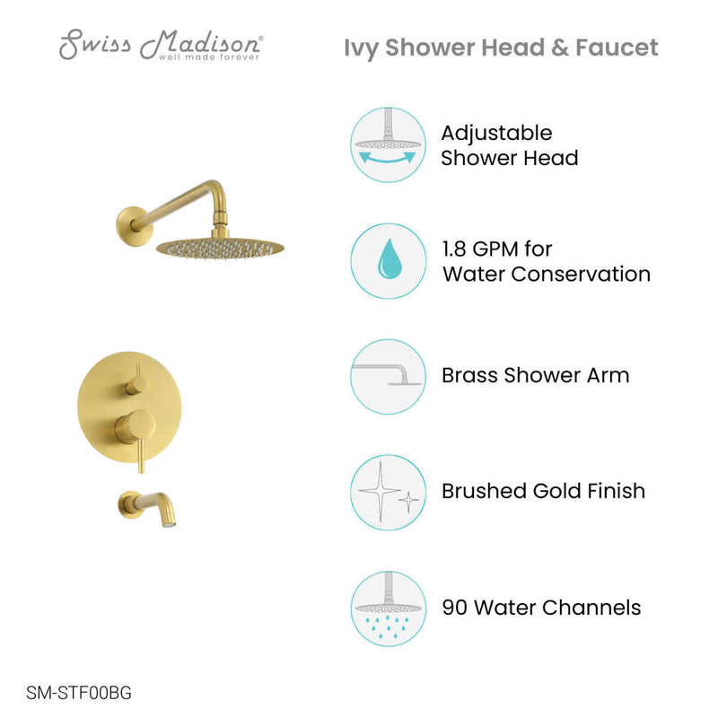 Ivy Single-Handle 1-Spray Tub and Shower Faucet in Brushed Gold (Valve Included)