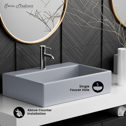 Claire 20"  Rectangle Ceramic Vessel Sink in Matte Gray