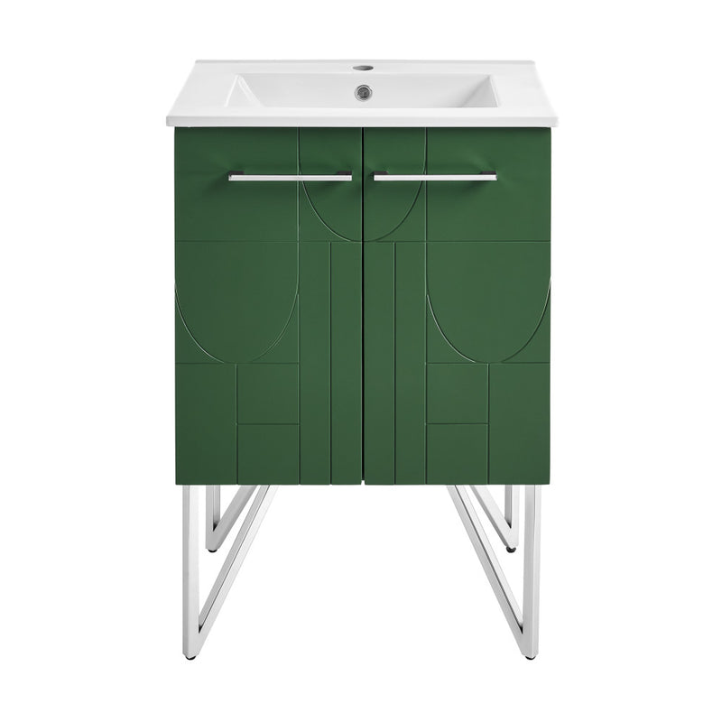 Annecy 24" Freestanding Bathroom Vanity in Atlas Green with Sink Top