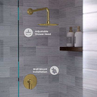 Ivy Single-Handle 1 Spray 8" Wall Mounted Fixed Shower Head in Brushed Gold (Valve Included)