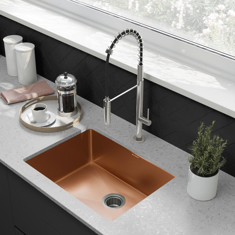 Rivage 23 x 18 Stainless Steel, Single Basin, Undermount Kitchen Sink, Rose Gold