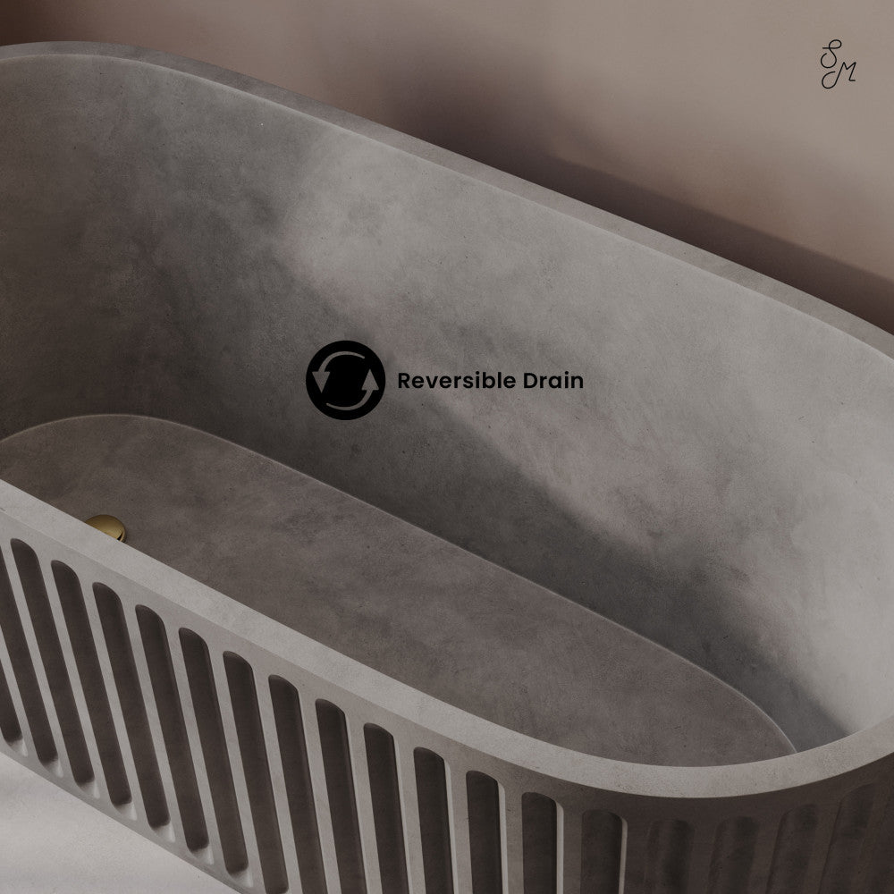 Delice 67" Freestanding Concrete Bathtub in Gray, Drain Included