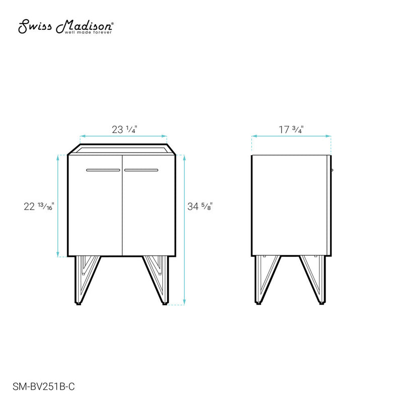 Annecy 24 Phantom Black Bathroom Vanity Cabinet Only (SM-BV251B)