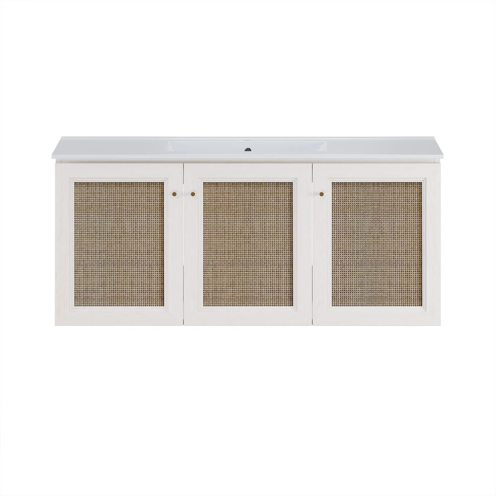 Classe 48" Wall-Mounted Bathroom Vanity in White Oak with Single Faucet Hole Vanity Top