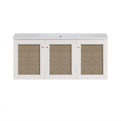 Classe 48" Wall-Mounted Bathroom Vanity in White Oak with Single Faucet Hole Vanity Top