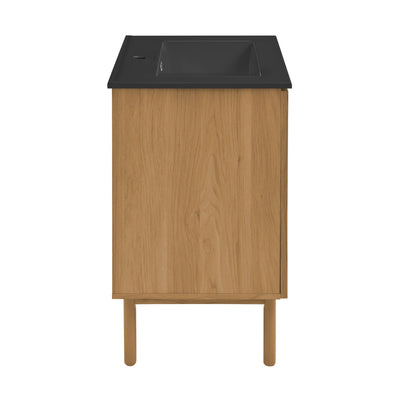 Classe 18 in. Oak Bathroom Vanity With Black Ceramic Sink Top