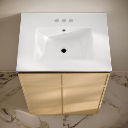 St. Tropez 24" Freestanding Bathroom Vanity in Natural Oak with 3-Hole Centerset Sink Top