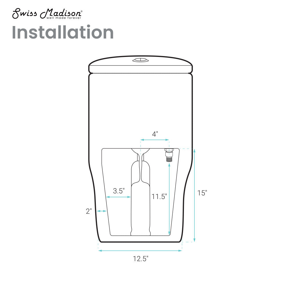 Sublime II One-Piece 12" Rough-in 1.1/1.6 GPF Dual Top Flush Round Compact Toilet in Glossy Black