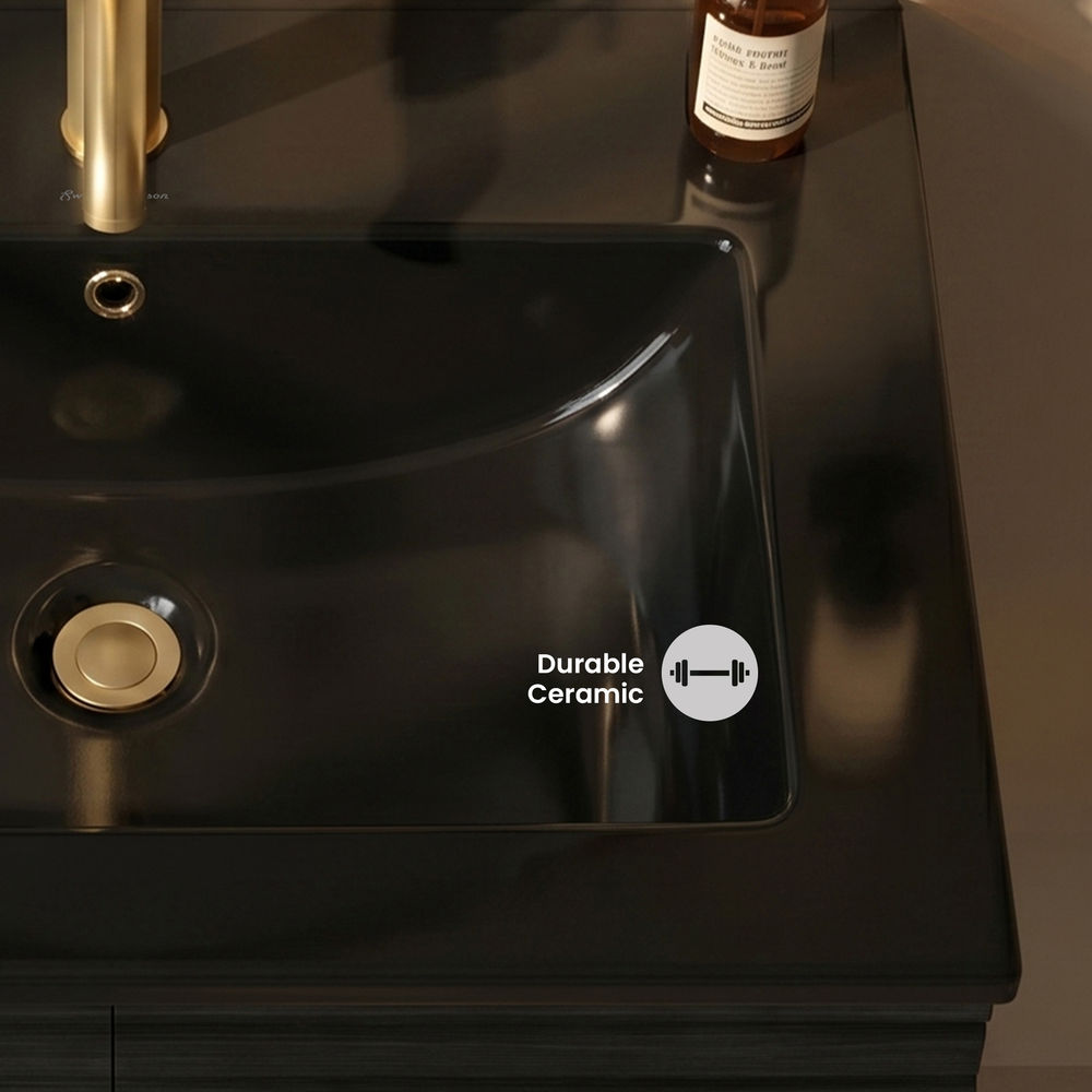 24" Vanity Sink Top in Glossy Black