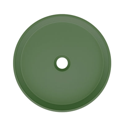 Lisse 14.5" Concrete Round Vessel Sink in Matte Royal Green