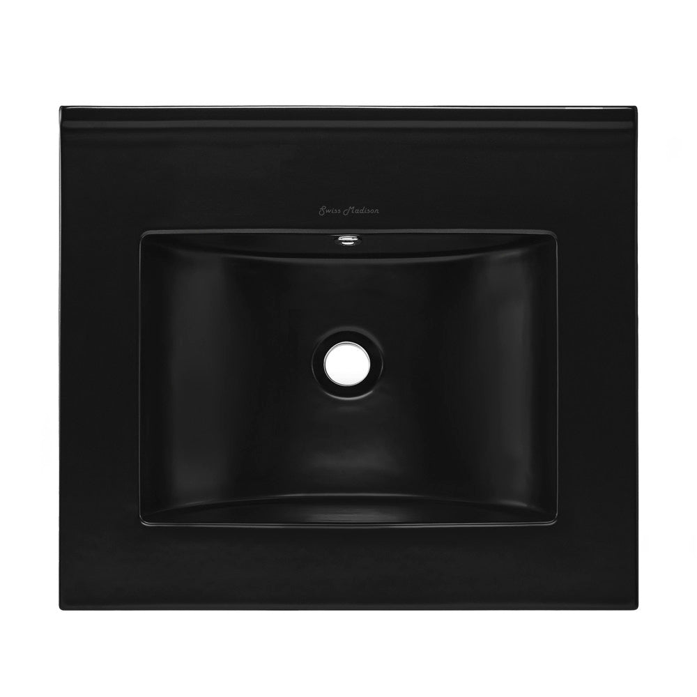 18" Zero Hole Vanity Sink Top in Matte Black
