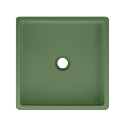 Lisse 15.5" Concrete Square Vessel Sink in Matte Royal Green