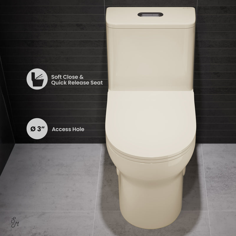 Burdon One Piece Elongated Toilet Dual Flush 1.1/1.6 gpf in Bisque