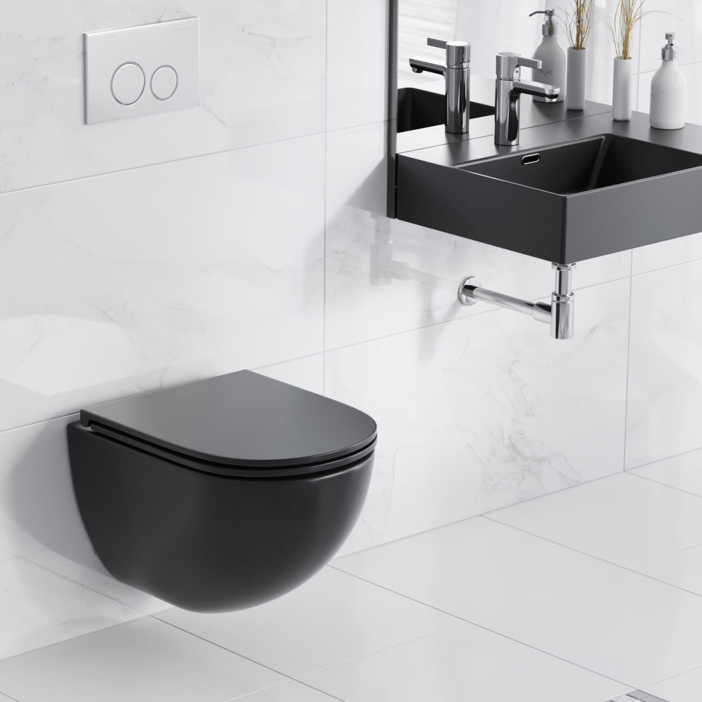 St. Tropez Wall-Hung Toilet Bowl Only in Matte Black