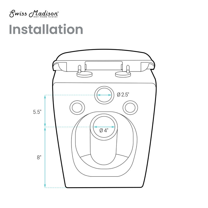 St. Tropez Wall-Hung Toilet Bundle 0.8/1.6 GPF Dual Flush in Glossy White with Brass Flush Plate