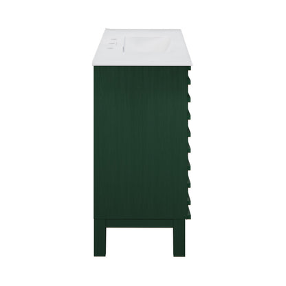 Cascade 36" Freestanding Bathroom Vanity in Green Oak with 3-Hole Widespread Sink Top